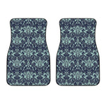 Blue And Teal Damask Pattern Print Front Car Floor Mats