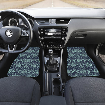 Blue And Teal Damask Pattern Print Front Car Floor Mats