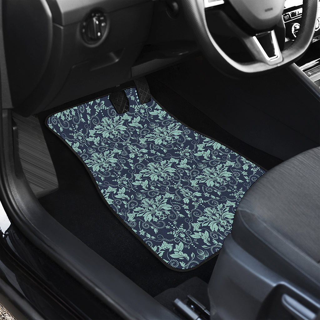 Blue And Teal Damask Pattern Print Front Car Floor Mats