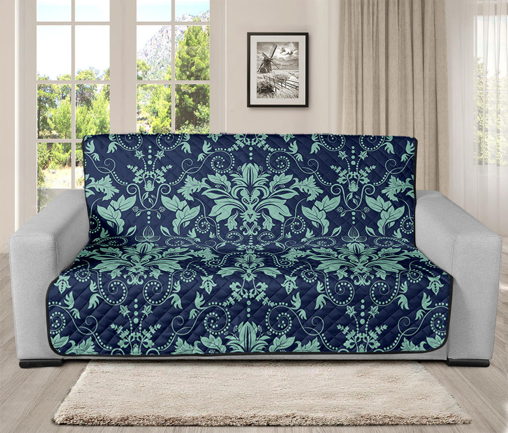 Blue And Teal Damask Pattern Print Futon Protector