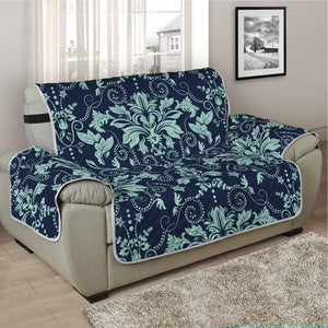 Blue And Teal Damask Pattern Print Half Sofa Protector