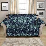 Blue And Teal Damask Pattern Print Loveseat Protector