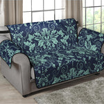 Blue And Teal Damask Pattern Print Loveseat Protector