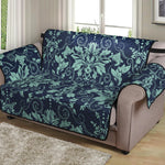 Blue And Teal Damask Pattern Print Loveseat Protector