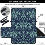 Blue And Teal Damask Pattern Print Loveseat Protector