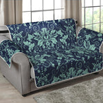 Blue And Teal Damask Pattern Print Loveseat Protector