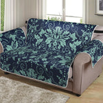 Blue And Teal Damask Pattern Print Loveseat Protector