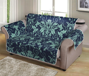 Blue And Teal Damask Pattern Print Loveseat Protector