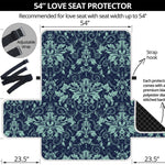 Blue And Teal Damask Pattern Print Loveseat Protector