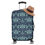 Blue And Teal Damask Pattern Print Luggage Cover