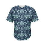 Blue And Teal Damask Pattern Print Men's Baseball Jersey