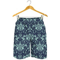 Blue And Teal Damask Pattern Print Men's Shorts