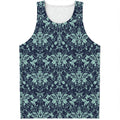 Blue And Teal Damask Pattern Print Men's Tank Top