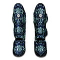 Blue And Teal Damask Pattern Print Muay Thai Shin Guards
