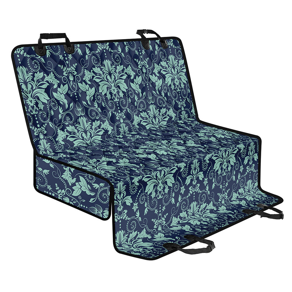 Blue And Teal Damask Pattern Print Pet Car Back Seat Cover