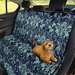 Blue And Teal Damask Pattern Print Pet Car Back Seat Cover