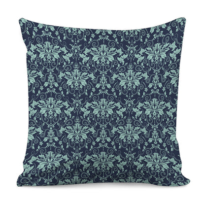 Blue And Teal Damask Pattern Print Pillow Cover
