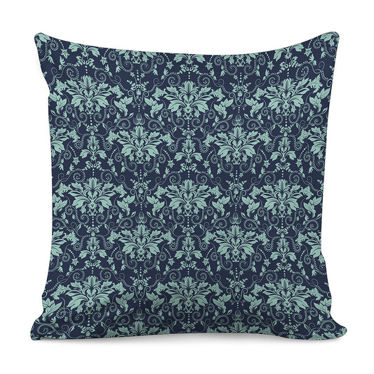 Blue And Teal Damask Pattern Print Pillow Cover