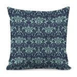 Blue And Teal Damask Pattern Print Pillow Cover