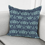 Blue And Teal Damask Pattern Print Pillow Cover