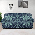 Blue And Teal Damask Pattern Print Sofa Cover