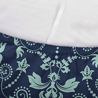 Blue And Teal Damask Pattern Print Sofa Cover