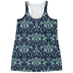 Blue And Teal Damask Pattern Print Women's Racerback Tank Top