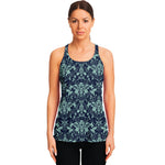 Blue And Teal Damask Pattern Print Women's Racerback Tank Top