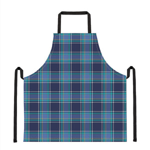 Blue And Teal Tartan Pattern Print Apron