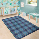 Blue And Teal Tartan Pattern Print Area Rug