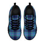 Blue And Teal Tartan Pattern Print Black Sneakers