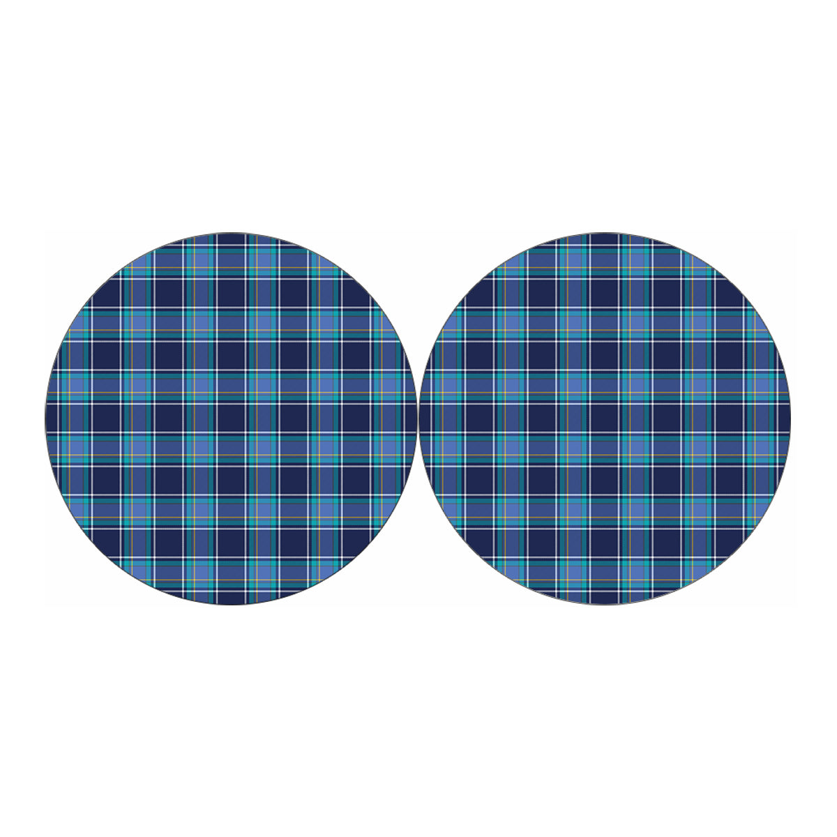 Blue And Teal Tartan Pattern Print Car Coasters