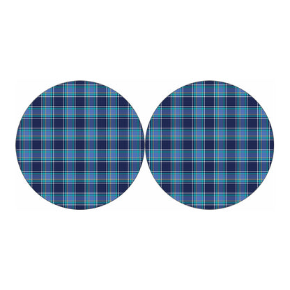 Blue And Teal Tartan Pattern Print Car Coasters