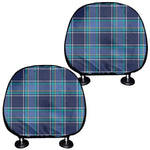 Blue And Teal Tartan Pattern Print Car Headrest Covers