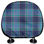 Blue And Teal Tartan Pattern Print Car Headrest Covers