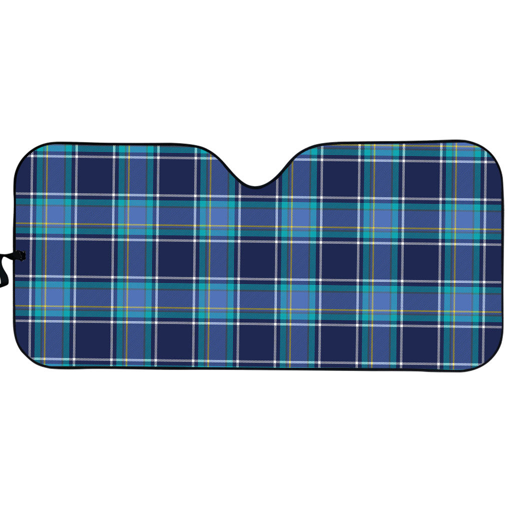 Blue And Teal Tartan Pattern Print Car Sun Shade