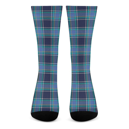 Blue And Teal Tartan Pattern Print Crew Socks