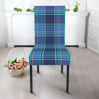 Blue And Teal Tartan Pattern Print Dining Chair Slipcover