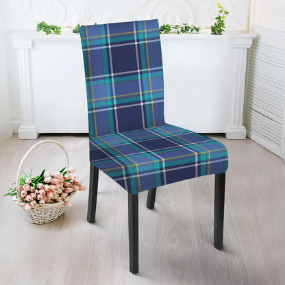 Blue And Teal Tartan Pattern Print Dining Chair Slipcover