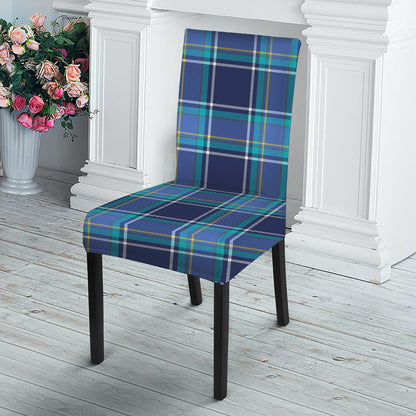 Blue And Teal Tartan Pattern Print Dining Chair Slipcover
