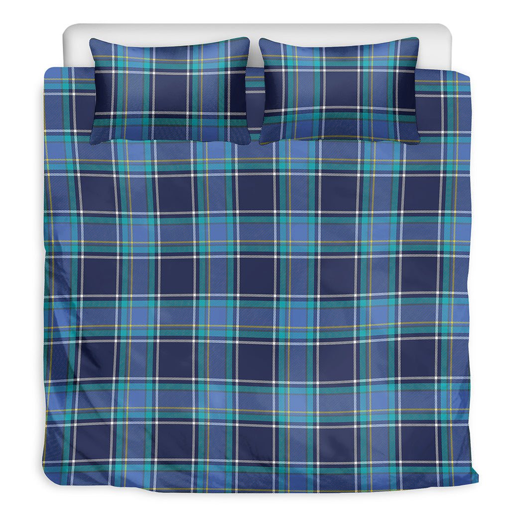Blue And Teal Tartan Pattern Print Duvet Cover Bedding Set