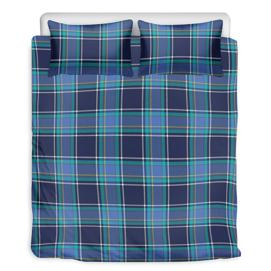 Blue And Teal Tartan Pattern Print Duvet Cover Bedding Set