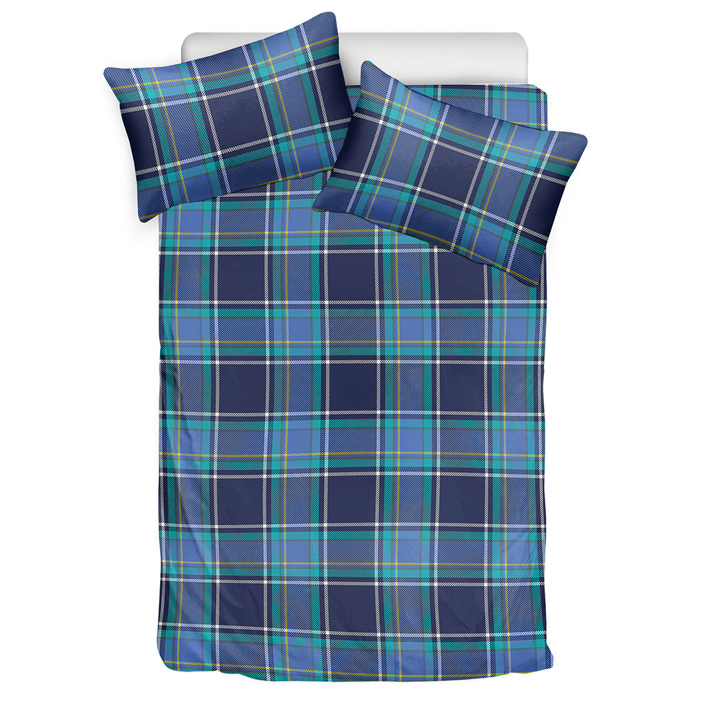 Blue And Teal Tartan Pattern Print Duvet Cover Bedding Set
