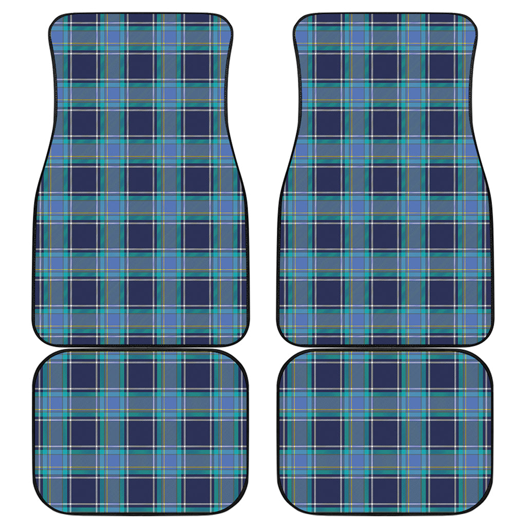 Blue And Teal Tartan Pattern Print Front and Back Car Floor Mats