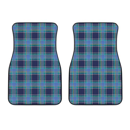 Blue And Teal Tartan Pattern Print Front Car Floor Mats