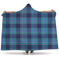 Blue And Teal Tartan Pattern Print Hooded Blanket