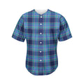 Blue And Teal Tartan Pattern Print Men's Baseball Jersey