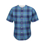 Blue And Teal Tartan Pattern Print Men's Baseball Jersey