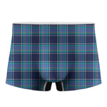 Blue And Teal Tartan Pattern Print Men's Boxer Briefs