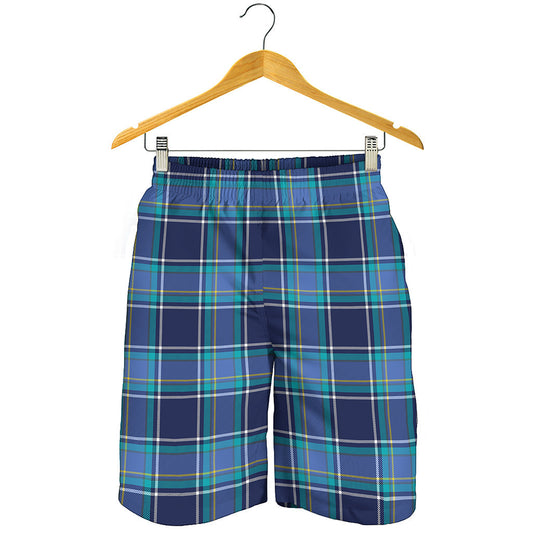 Blue And Teal Tartan Pattern Print Men's Shorts